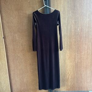 Reformation Long Sleeve Velvet Maxi Dress in Deep Brown